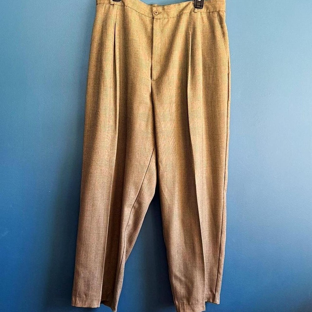 Vintage Plaid Trousers Women's Plus Size 1X Gray Classic Retro Hipster Twee